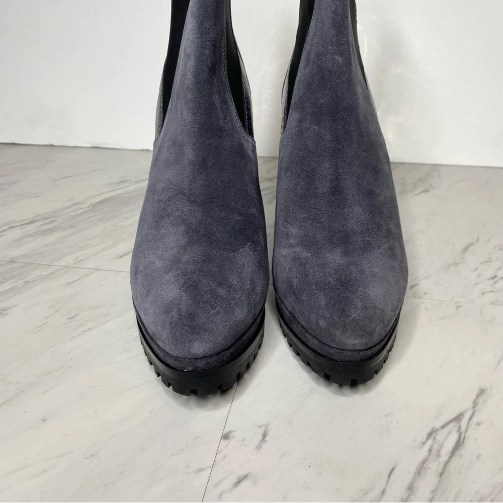 All Saints Sahara Gray Suede Snakeskin Heeled Boot 11 - Picture 11 of 16